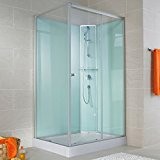 Cabine de douche complète Corsica 140 x 90 cm, cabine de douche intégrale avec porte coulissante, parois fixes, receveur, panneaux ...