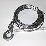 Câble en acier galvanisé 5 mm x 10 m de long pour treuil avec crochet de sécurité-charge maximale :  ...