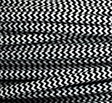 Câble en textile noir et blanc motif zig-zag à 3 brins, rond 3 x 0,75 mm², également au mètre (raccordement ...