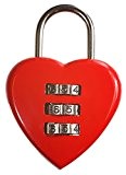 Cadenas d'amour cœur avec combinaison à chiffres dans Blister, env. 4 x 6 x 1 cm