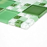 Carreaux en verre carrelage mosaïque vert carré Mix Frise Bain Cuisine 8 mm neuf # 085