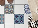Carrelage adhesif au sol | Enjolivement de appartement - Mosaique sol | Motif Mosaïque Orientale | 20x20 cm - 4 ...