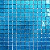 Carrelage mosaïque en verre. Bleu Avec des paillettes. Les feuilles entières de carreaux mesurent 30cm x 30cm (MT0008)