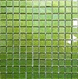 Carrelage mosaïque en verre. Vert Avec des paillettes. Les feuilles entières de carreaux mesurent 30cm x 30cm (MT0020)