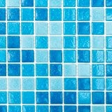 Carrelage mosaïque Mélange bleu clair/bleu mosaïque papierverklebt Verre piscine mosaïque