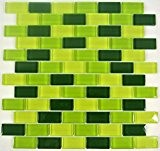 Carrelage salle de bains carrelage mosaïque Crystal Brick Vert Mix Frise neuf 8 mm # 442