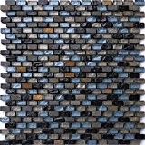 Carrelage Tapis en mosaïque bleu, noir et argent en verre et pierre naturelle. Texture effet floral Brique (mt0126)