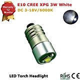 Conversion/mise à niveau E10 CREE ampoule LED Petzl lampe frontale lampe frontale Zoom Duo 3 W 200LM 3–18 V – Blanc