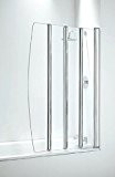 Coram Showers SFD4CUC 1400 mm x 865 mm 4-Panel Chaise de bain pliable avec écran en verre transparent – Finition Chrome