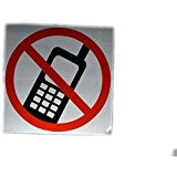 Cosmall @ Lot de 2 x 2 pas de Cell téléphone portable Prohibition Rouge Couleur aluminium rigide Autocollant plaque plate – 14 cm x 14 cm