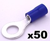 Cosse Electrique à Oeil de 6.4 mm Bleue - Lot de 50 Cosses Electriques (Pour fils jusqu'à 1.1mm to 2.6mm²) ...