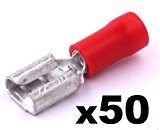 Cosse Electrique Femelle Isolée 6.3 mm Rouge - Lot de 50 Cosses Electriques - LIVRAISON GRATUITE!