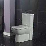 CPC001-C Hudson Reed - Toilette WC - Céramique Blanche - Abattant Couvercle Cuvette Thermoplastqiue Frein de Chute - Design Cubique ...