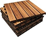 Dalles de terrasse autobloquantes en bois en bois dur d'acacia de toit pour terrasse/balcon/jardin 30 cm x 30 cm x 2,5 cm carré ...