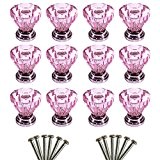 De Haute Quatlite 12 x Poignées Boutons de Portes Rose Transparent Diamant Décoration Cuisine Tiroir Placard