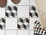 Décoration autocollante | Carrelage autocollant sol cuisine - Rangement escalier | Motif 3D Marbre Cubes | 10x10 cm - 4 ...