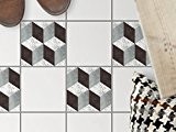 Décorer salle de bains | Film adhésif carrelage pour sol - Stickers mosaïques | Design 3D Marbre Cubes | 15x15 ...