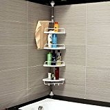 Denny International® 120–300 cm à 4 étages réglable télescopique inoxydable étagère de salle de bain Organiseur Plastique d'angle de rangement de maison ...