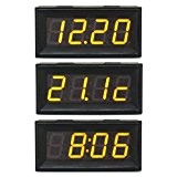 DEOK Thermomètre MCU 200V voiture voltmètre Clock 0,56 "Jaune LED Display Panel Meter tension Time Monitor Température Tester Volt Temps ...