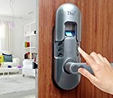 Digi Weatherproof Electronic Digital Security Fingerprint and Keypad Keyless Door Lock 6600-98 home use (Satin Chrome Right Lever Handle)