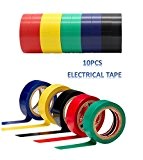 Dikete® 10 pcs PVC isolant électrique Bande, couleurs mélangées 1,5 cm de large x 23 mètres de long/15 mm x 7 m