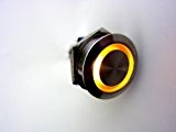 DiMeBa interrupteur (max. 230 v/5 a) en acier avec anneau lumineux lED (jaune), 12 v 22 mm