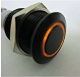 DiMeBa, ou bouton poussoir (max. 230 v/3 a) avec anneau en aluminium noir orange lumineux lED 12 v 16 mm