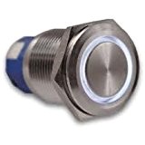 DiMeBa, ou bouton poussoir (max. 230 v/5 a) en acier avec anneau lumineux (12 v) lED blanc, 22 mm
