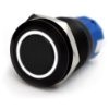 DiMeBa, ou bouton poussoir (max. 230 v/5 a) en aluminium noir avec anneau lumineux lED blanc 12 v, 19 mm