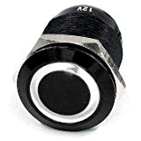 DiMeBa, ou bouton poussoir (max. 230 v/5 a) en aluminium noir avec anneau lumineux lED (blanc), 12 v 22 mm