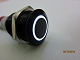 dimeba, sonnette ou poussoir (jusqu'à 230 V/3 A) en aluminium Noir avec anneau lumineux LED Blanc (12 V), 16 mm