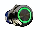 dimeba, sonnette ou poussoir (jusqu'à 230 V/5 A) en acier inoxydable avec anneau lumineux LED vert (12 V), 22 mm