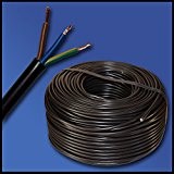 Ebrom Câble souple H05VV-F 3G1,5 mm² – 3 x 1,5 mm² – noir – différentes tailles disponibles