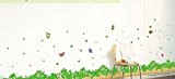 Ecloud Shop® Clover Grass and Fluttering Papillons Stickers muraux amovibles Herbe et fleurs Stickers muraux Muraux pour Salon Chambre Bureau ...