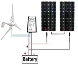 Eco-Worthy 24 Volts 600 watts Wind Système solaire : 12 V/24 V 400 W Wind Turbine + 2 pcs 12 V 100 W Panneau solaire monocristallin + câble de ...