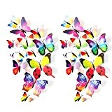 Eizur 24pcs Stickers Muraux de Papillons 3D Mural Autocollants Bricolage Aimant Papillon Amovible Réutilisable Art Design Pour Chambre Salon Décorations ...