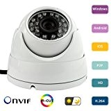 ELP Caméra IP Mini dôme sécurité à la maison 720p LED IR et IR cut Vision nocturne(Blanc)