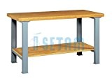 Etabli d'atelier avec plateau bois et étagère L.150 cm