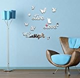 Extsud DIY Sticker Mural 10 Pcs Papillon Live Love Laugh Réfléchissant Autocollants Stickers Muraux Durable et Amovible pour Décoration Chambre, ...
