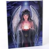 Fantastic Anne Stokes Design Gothic White Yule Angel Holding a Golden Ball In The Palm of Her Hands Canvas Picture ...