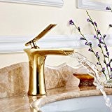 fapully 100043 Cascade robinets de salle de bains évier simple poignée Vessel Barre mitigeur pour évier robinet d'eau, or