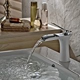 fapully Blanc laqué Mitigeur de lavabo robinet robinet mitigeur monocommande salle de bain lavabo cascade Chromé