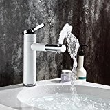 fapully Touch sur robinet de lavabo salle de bain chrome robinet évier avec bec rotatif, et blanc Vase