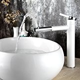 fapully Touch sur robinet de lavabo salle de bain chrome robinet évier avec bec rotatif, hauteur 30 cm et blanc Vase