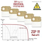 Festool (CTL/CTM Midi) – 5 x Zip Filtre de rechange Sacs – Plus efficace