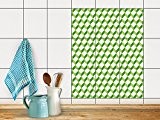 Feuille adhésive décorative carreau | Renovation toilette - Image d'impression | Motif 3D Cubes - Vert | 20x25 cm (9 ...