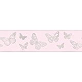 Fine Decor Glitz Butterfly Glitter Wallpaper Border Pink / Silver (DLB50149)