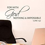For With God Nothing Is Impossible Bible Wall Decal Religious Wall Quote Christian Wall Sticker Words Phrase Wall Letters Home ...