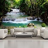 Forêt tropicale Cascade et rivière Paysage peint Nature Photo Wallpaper disponible en 8 tailles Moyen Numérique