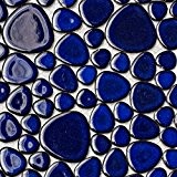Galets mosaïque Pebbles Uni Bleu cobalt brillant Céramique Mosaïque